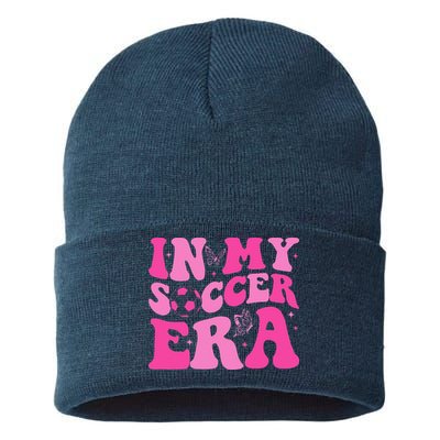 Groovy In My Soccer Era Soccer Player Sustainable Knit Beanie