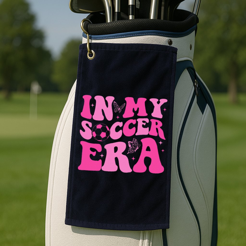 Groovy In My Soccer Era Soccer Player Golf Towel