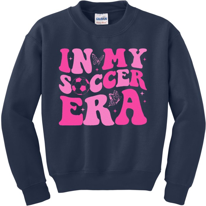 Groovy In My Soccer Era Soccer Player Kids Sweatshirt