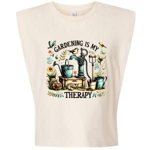 Gardening Is My Therapy Garment-Dyed Women's Muscle Tee