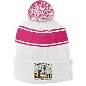 Gardening Is My Therapy Stripe Pom Pom Beanie