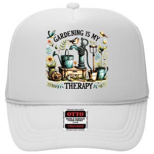 Gardening Is My Therapy High Crown Mesh Back Trucker Hat