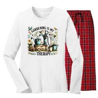 Gardening Is My Therapy Women's Long Sleeve Flannel Pajama Set 