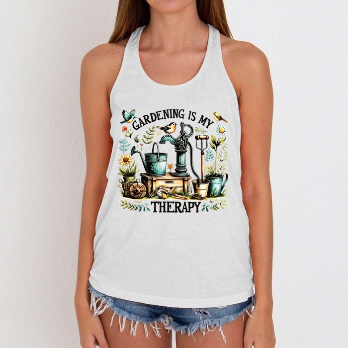 Gardening Is My Therapy Women's Knotted Racerback Tank