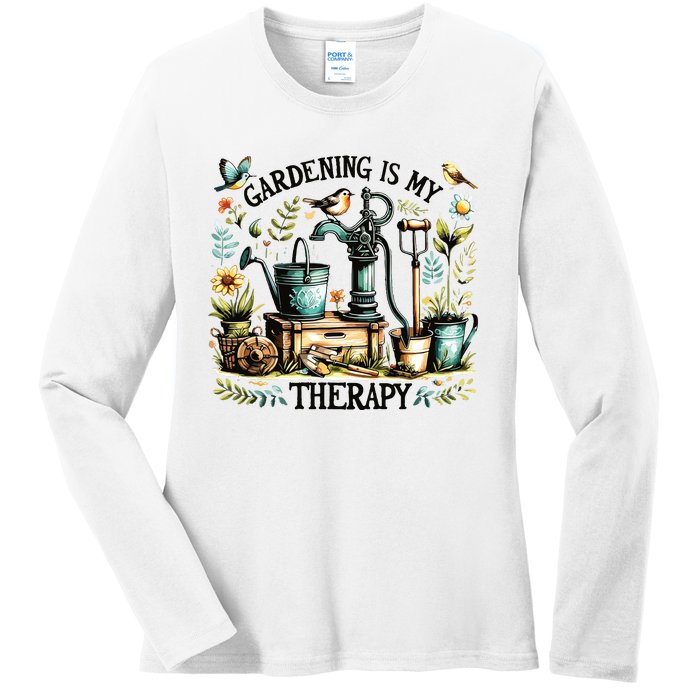 Gardening Is My Therapy Ladies Long Sleeve Shirt