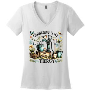 Gardening Is My Therapy Women's V-Neck T-Shirt