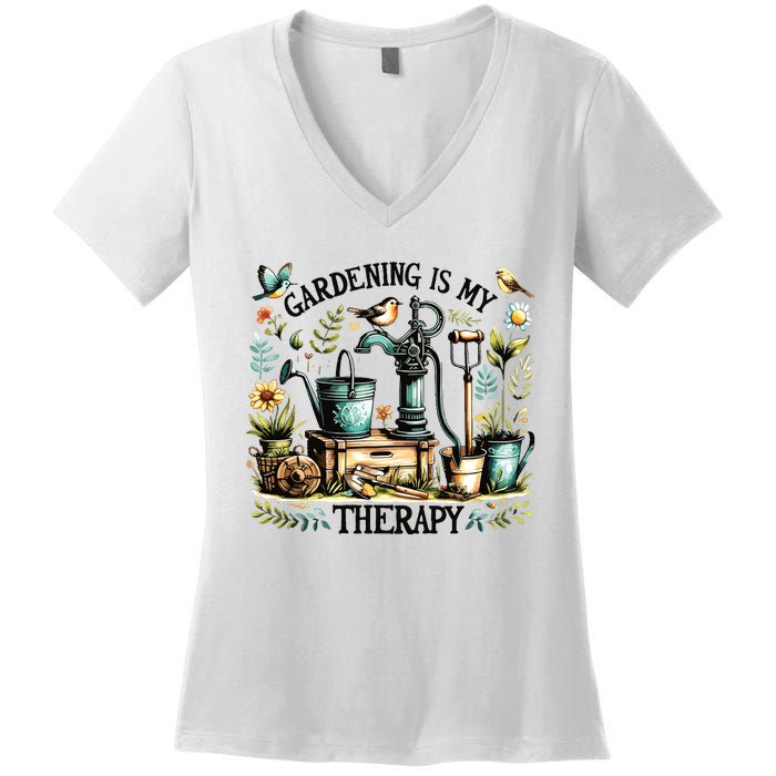 Gardening Is My Therapy Women's V-Neck T-Shirt