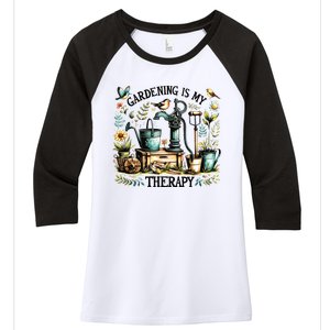 Gardening Is My Therapy Women's Tri-Blend 3/4-Sleeve Raglan Shirt