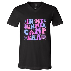 Groovy In My Summer Camp Era Camping Disco Gift V-Neck T-Shirt