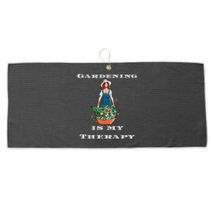 Gardening Is My Therapy Cute Gardener Plant Lover Large Microfiber Waffle Golf Towel