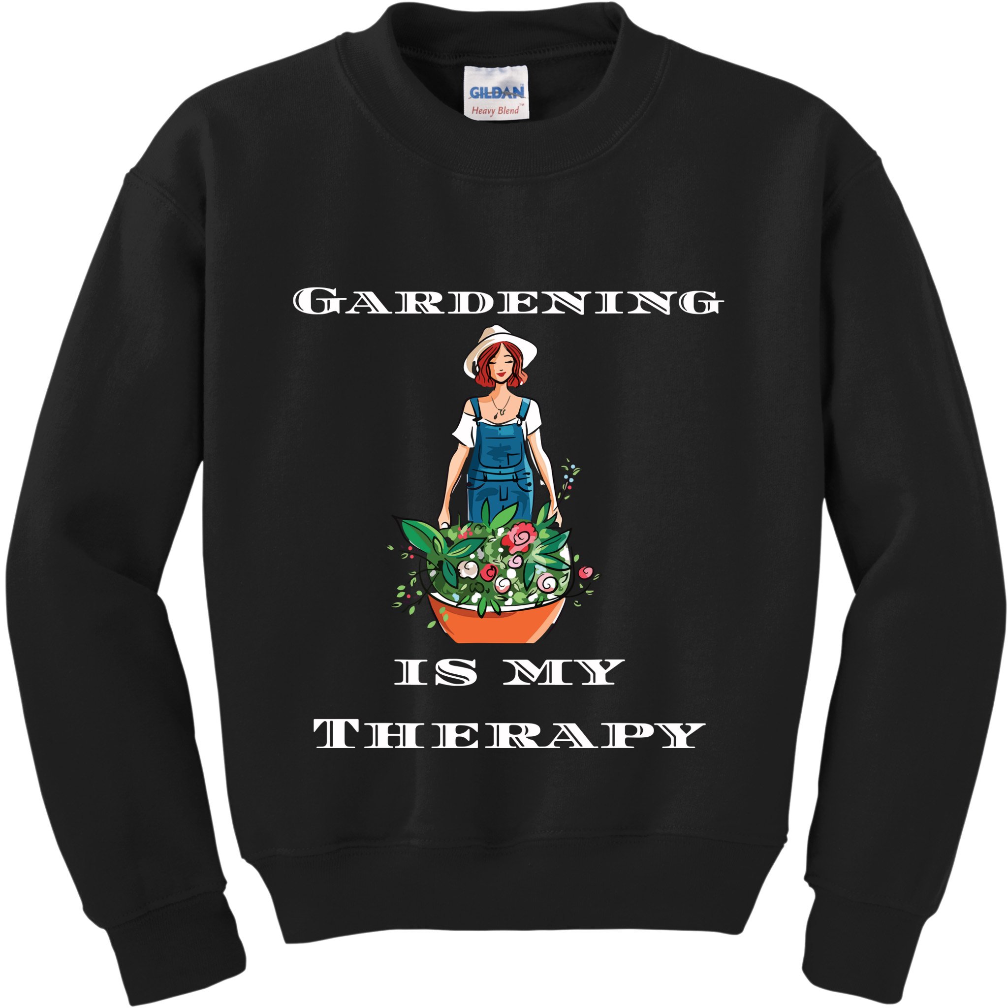 Gardening Is My Therapy Cute Gardener Plant Lover Kids Sweatshirt