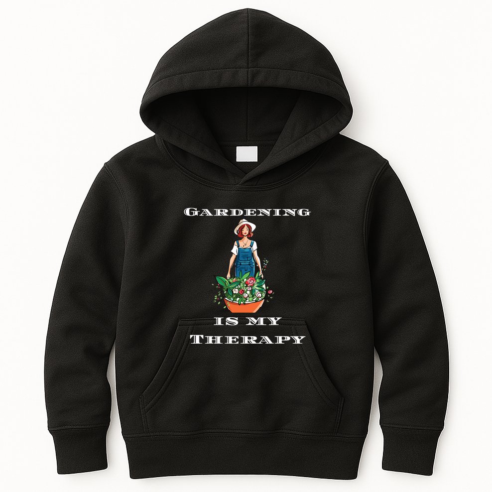 Gardening Is My Therapy Cute Gardener Plant Lover Kids Hoodie