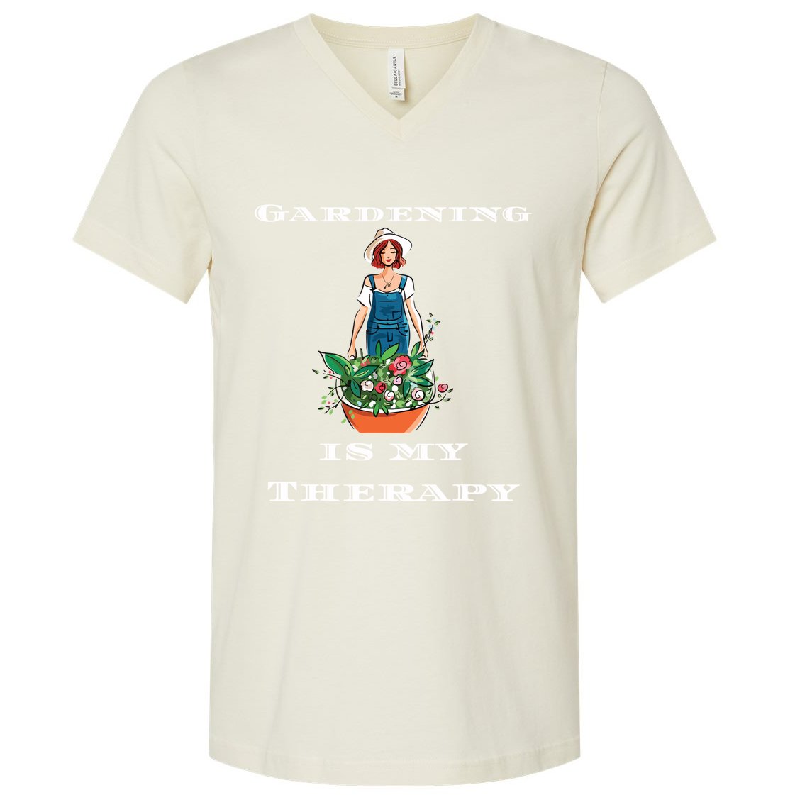 Gardening Is My Therapy Cute Gardener Plant Lover V-Neck T-Shirt