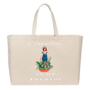 Gardening Is My Therapy Cute Gardener Plant Lover Cotton Canvas Jumbo Tote