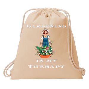 Gardening Is My Therapy Cute Gardener Plant Lover Drawstring Bag