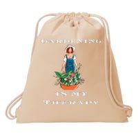 Gardening Is My Therapy Cute Gardener Plant Lover Drawstring Bag