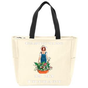 Gardening Is My Therapy Cute Gardener Plant Lover Zip Tote Bag