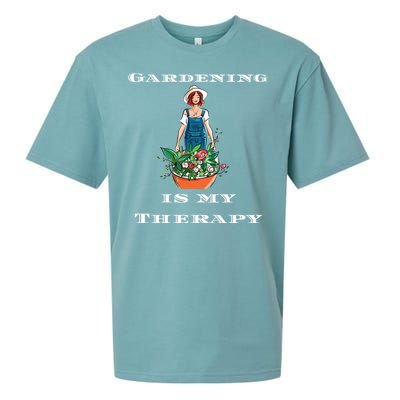 Gardening Is My Therapy Cute Gardener Plant Lover Sueded Cloud Jersey T-Shirt