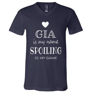 Gia Is My Name Funny Graphic Gifts For Gia Grandma V-Neck T-Shirt