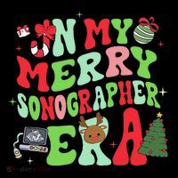 Groovy In My Merry Sonographer Era Christmas  Stripe Pom Pom Beanie
