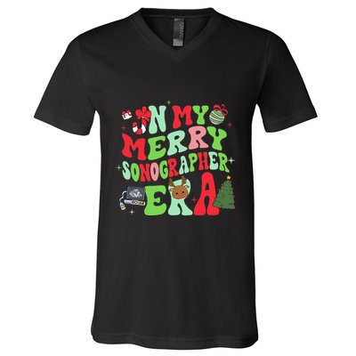 Groovy In My Merry Sonographer Era Christmas  V-Neck T-Shirt