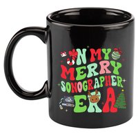 Groovy In My Merry Sonographer Era Christmas  11oz C Handle Ceramic Mug