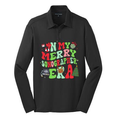 Groovy In My Merry Sonographer Era Christmas  Silk Touch Performance Long Sleeve Polo