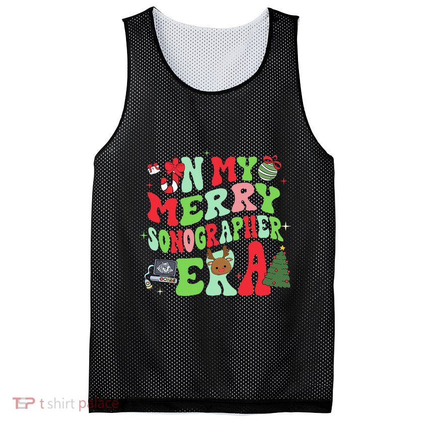Groovy In My Merry Sonographer Era Christmas  Mesh Reversible Basketball Jersey Tank