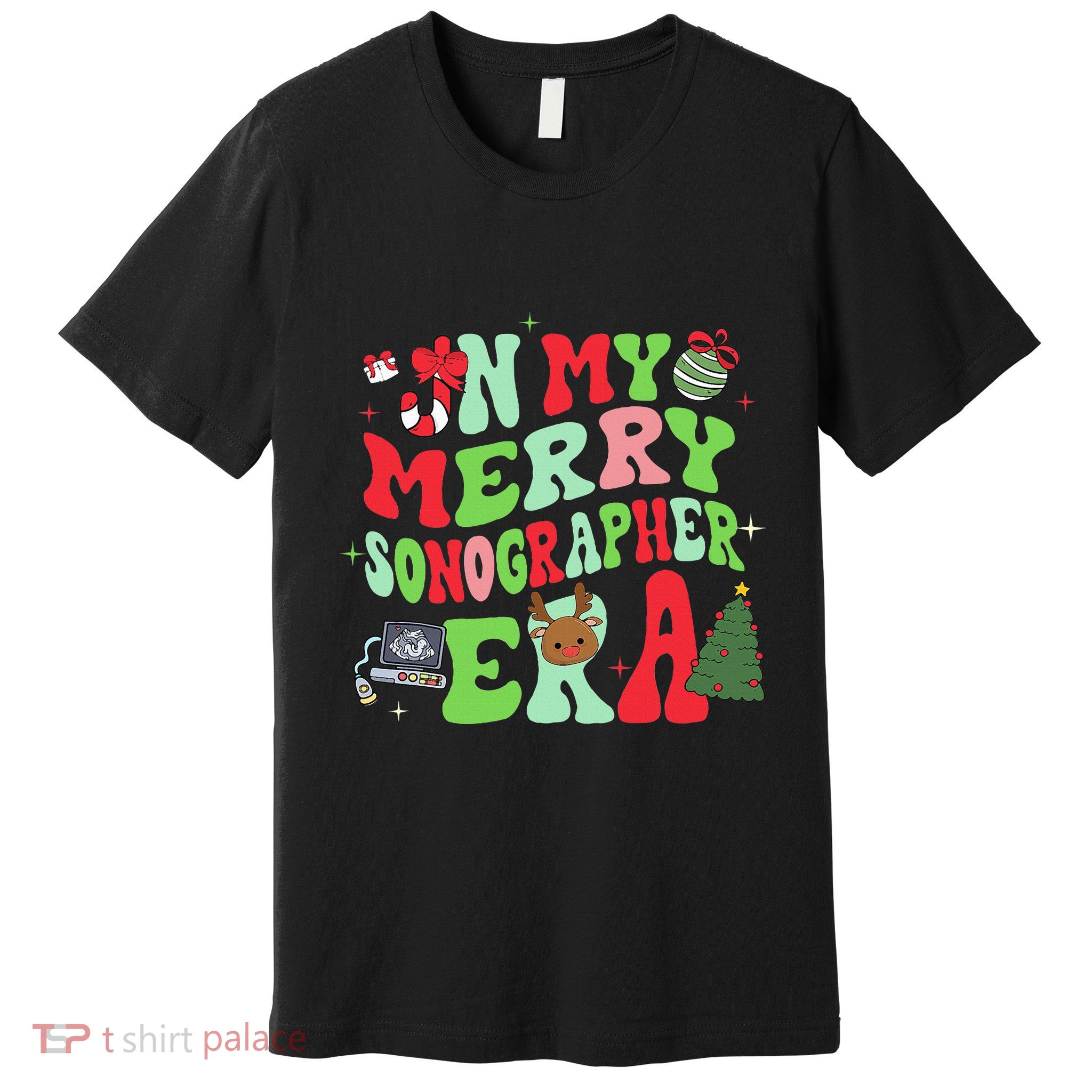 Groovy In My Merry Sonographer Era Christmas  Premium T-Shirt