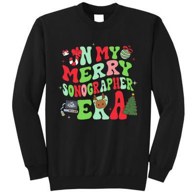 Groovy In My Merry Sonographer Era Christmas  Tall Sweatshirt