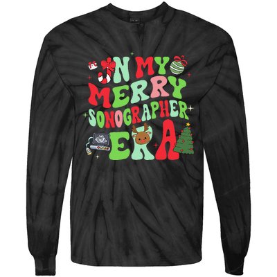 Groovy In My Merry Sonographer Era Christmas  Tie-Dye Long Sleeve Shirt