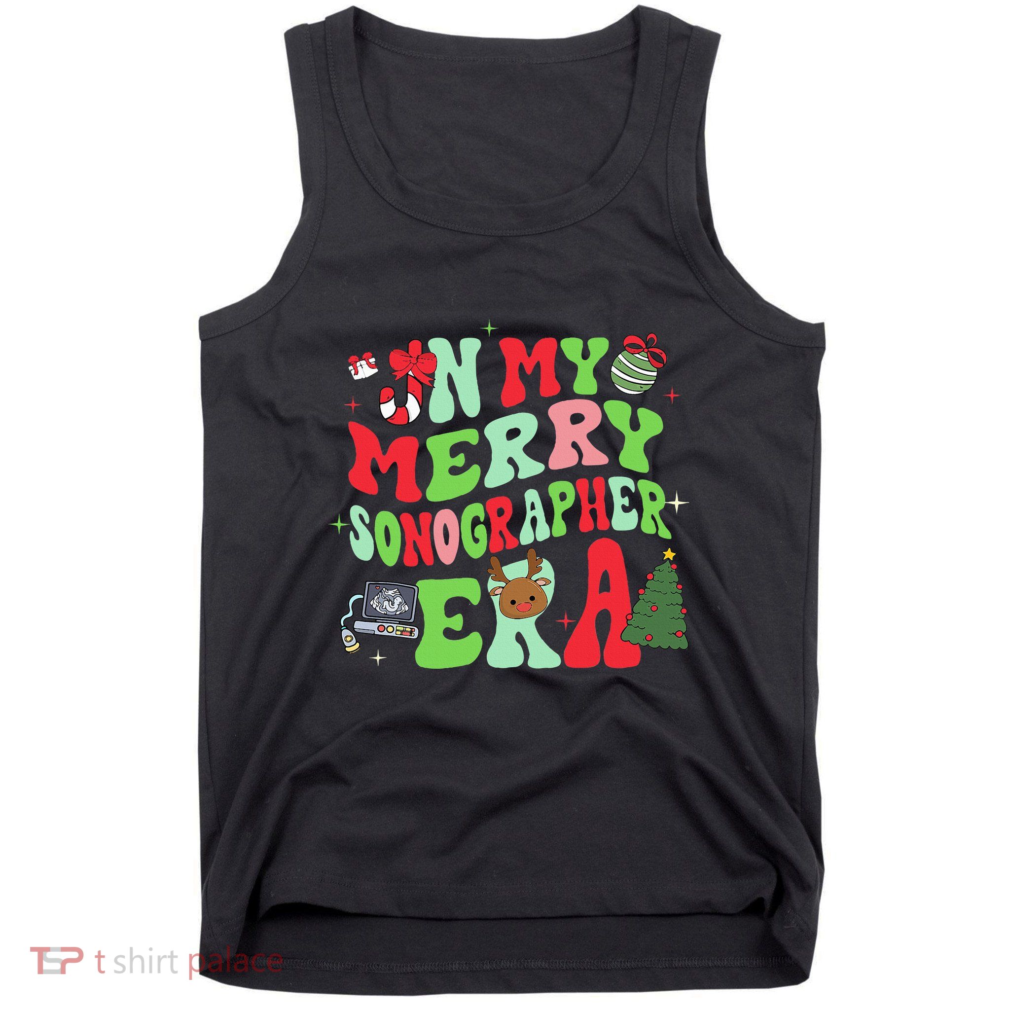 Groovy In My Merry Sonographer Era Christmas  Tank Top