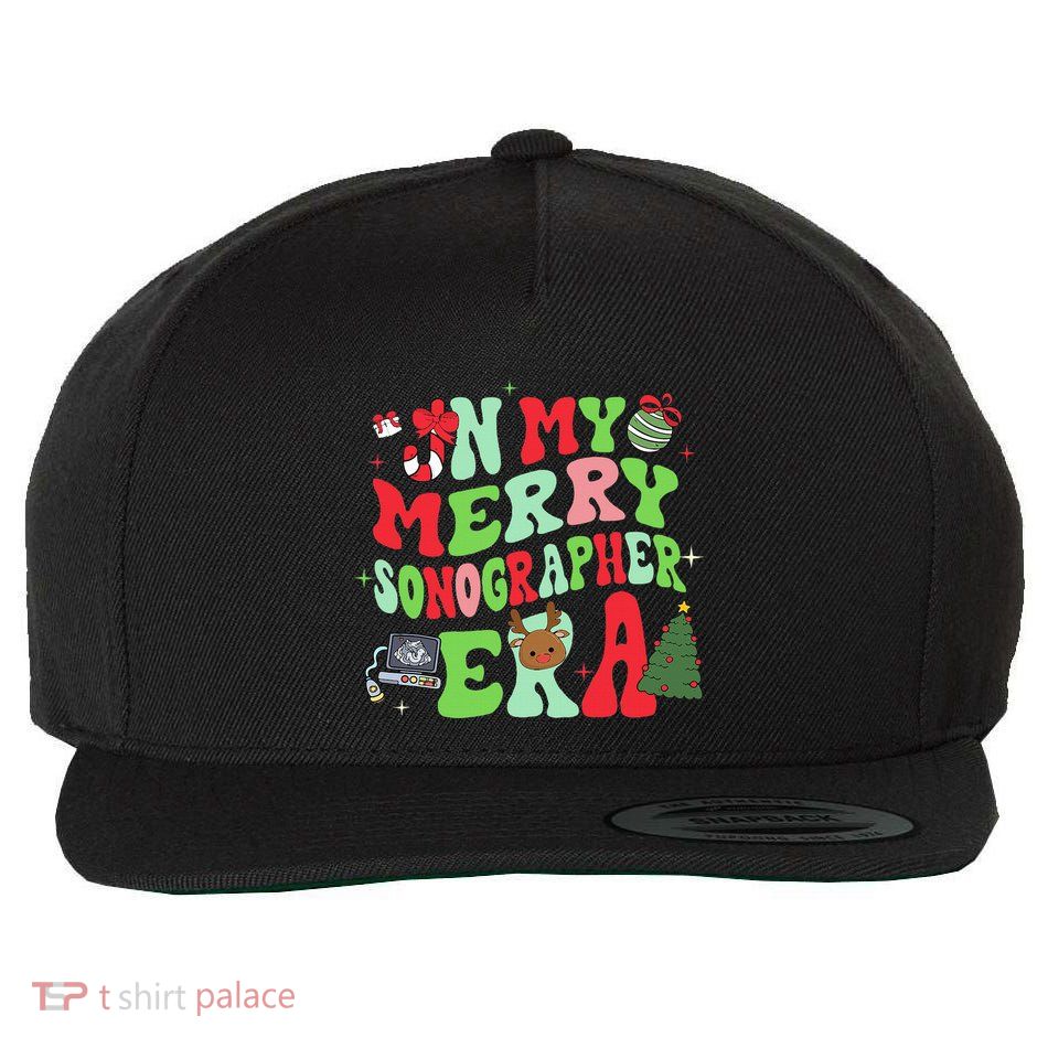 Groovy In My Merry Sonographer Era Christmas  Wool Snapback Cap