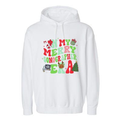 Groovy In My Merry Sonographer Era Christmas  Garment-Dyed Fleece Hoodie