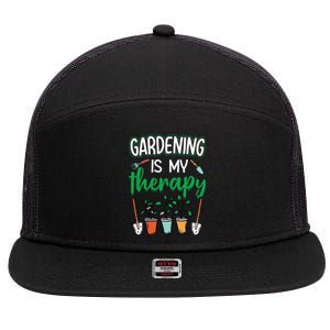 Gardening Is My Therapy Plant Lover Gift Gardeners Tank Top 7 Panel Mesh Trucker Snapback Hat