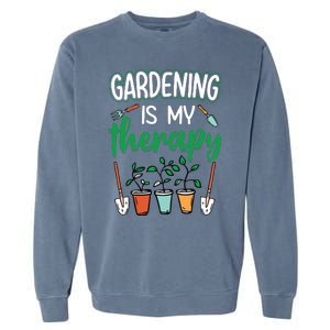 Gardening Is My Therapy Plant Lover Gift Gardeners Tank Top Garment-Dyed Sweatshirt