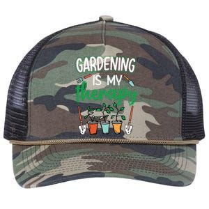 Gardening Is My Therapy Plant Lover Gift Gardeners Tank Top Retro Rope Trucker Hat Cap