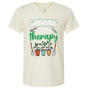 Gardening Is My Therapy Plant Lover Gift Gardeners Tank Top V-Neck T-Shirt