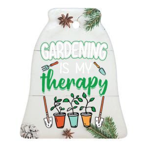 Gardening Is My Therapy Plant Lover Gift Gardeners Tank Top Ceramic Bell Ornament