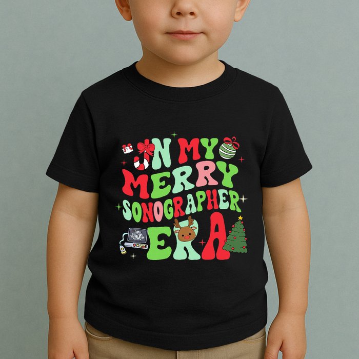 Groovy In My Merry Sonographer Era Christmas  Toddler T-Shirt