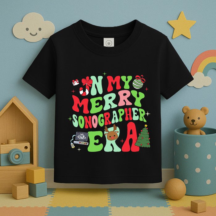 Groovy In My Merry Sonographer Era Christmas  Toddler T-Shirt