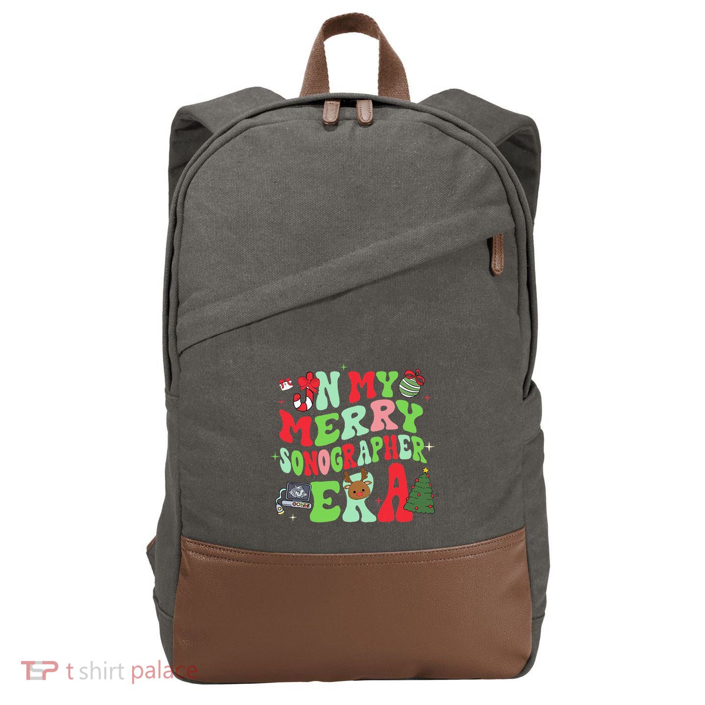 Groovy In My Merry Sonographer Era Christmas  Cotton Canvas Backpack