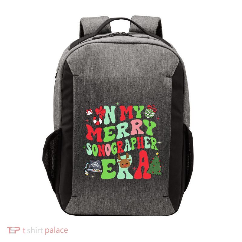 Groovy In My Merry Sonographer Era Christmas  Vector Backpack