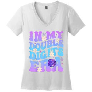 Girl In My Double Digits Era Retro Women's V-Neck T-Shirt