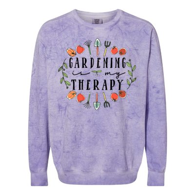 Gardening Is My Therapy Garden Lover Colorblast Crewneck Sweatshirt