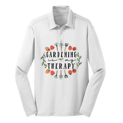 Gardening Is My Therapy Garden Lover Silk Touch Performance Long Sleeve Polo