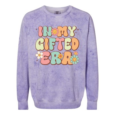 Groovy In My Gifted Era Matching Gifted Teacher Education Gift Colorblast Crewneck Sweatshirt