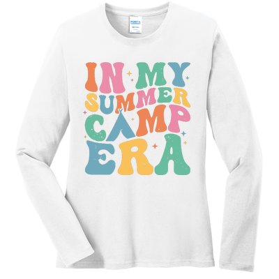 Groovy In My Summer Camp Era Retro Summer Camper Women Ladies Long Sleeve Shirt