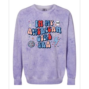 Groovy In My American Girl Era Retro 4th Of July Fourth Gift Colorblast Crewneck Sweatshirt