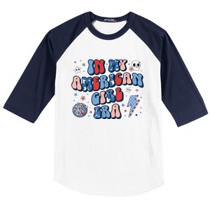 Groovy In My American Girl Era Retro 4th Of July Fourth Gift Baseball Sleeve Shirt